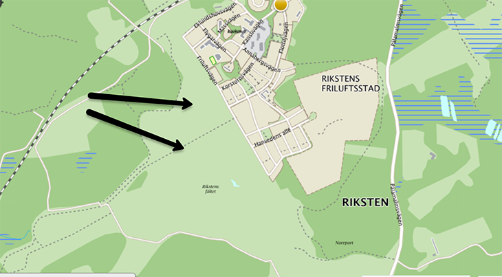 Bild visar karta över olovlig bilkörning i Rikstens friluftsstad